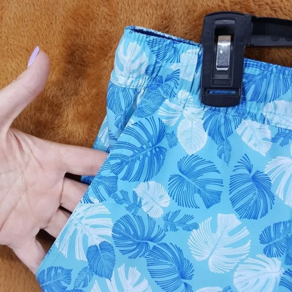 PETER MILLAR Swimwear Mens XXL Blue Floral Swim Trunks Pockets Linework Monstera